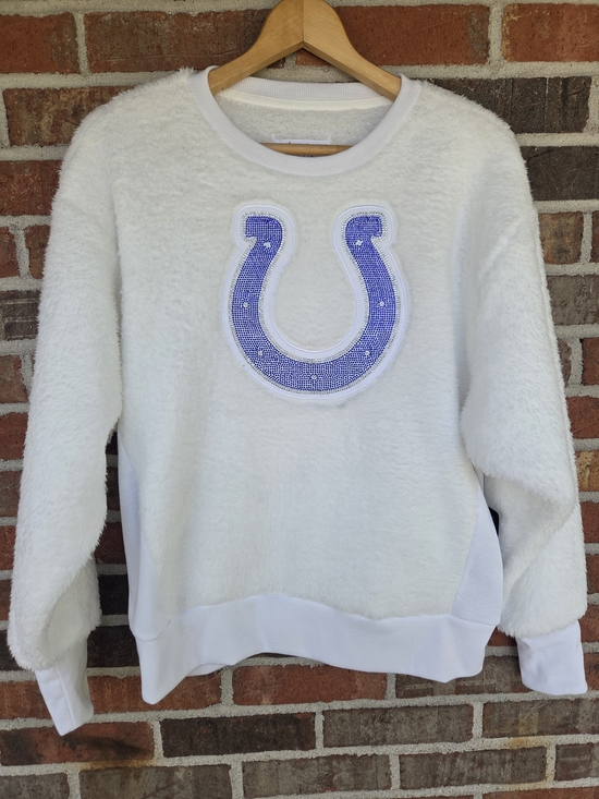 NFL Tops - NWT Indianapolis Colts Women's White Embroidered Embellished Rhinestone Pullover